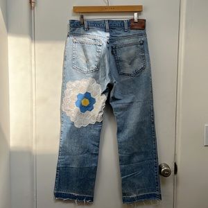 Vintage Levi’s redone w/ quilted back appliqué w34 l32 made in USA, runs small